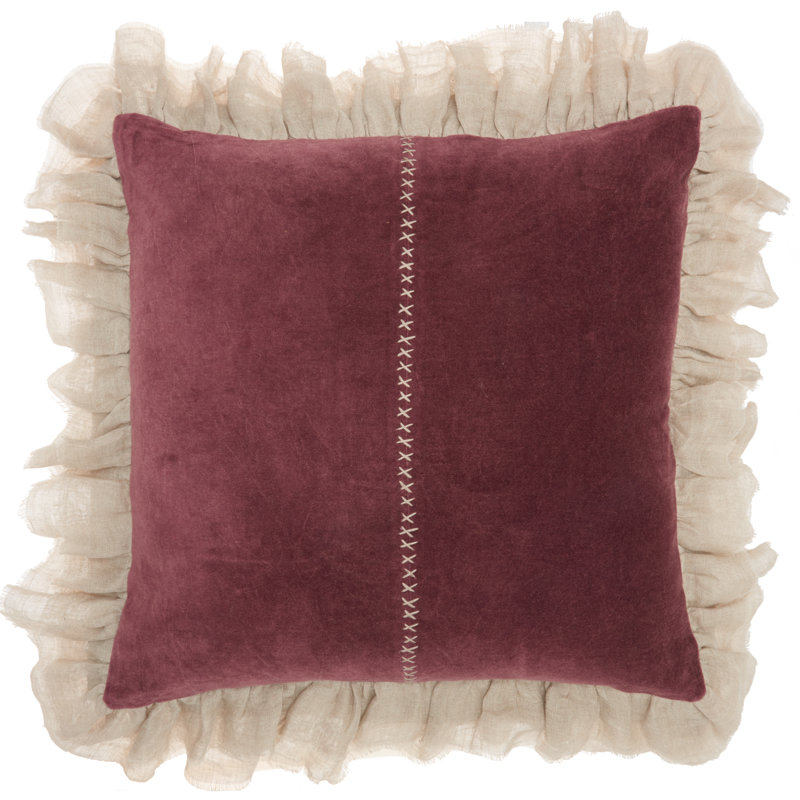 Burgundy Velvet Square Throw Pillow Set, 22" x 22"