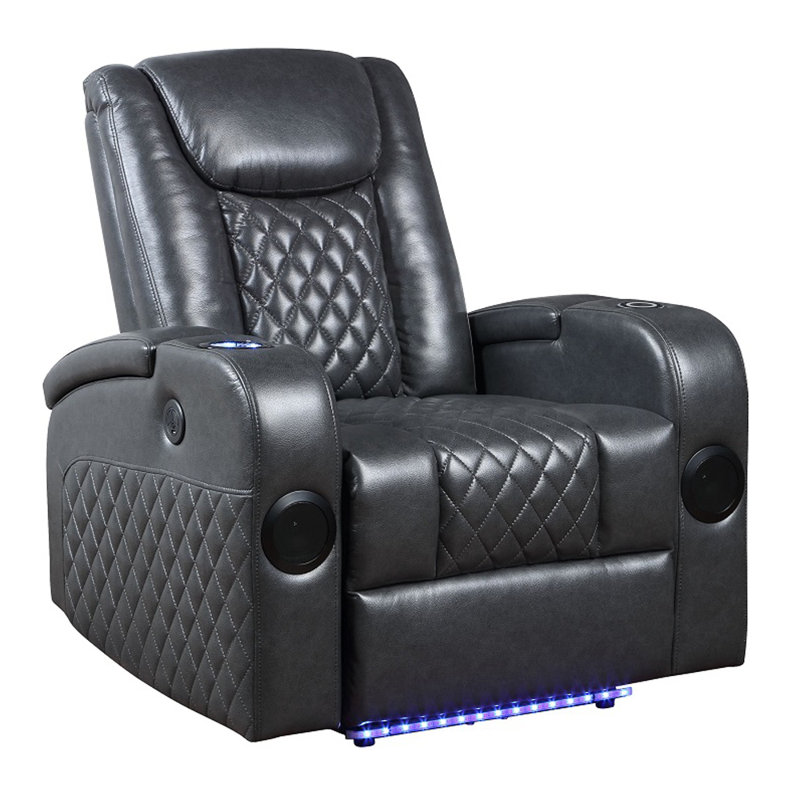 Kuuda Power Motion Recliner with Bluetooth Speaker and Cooling Cup Holder, Dark Gray