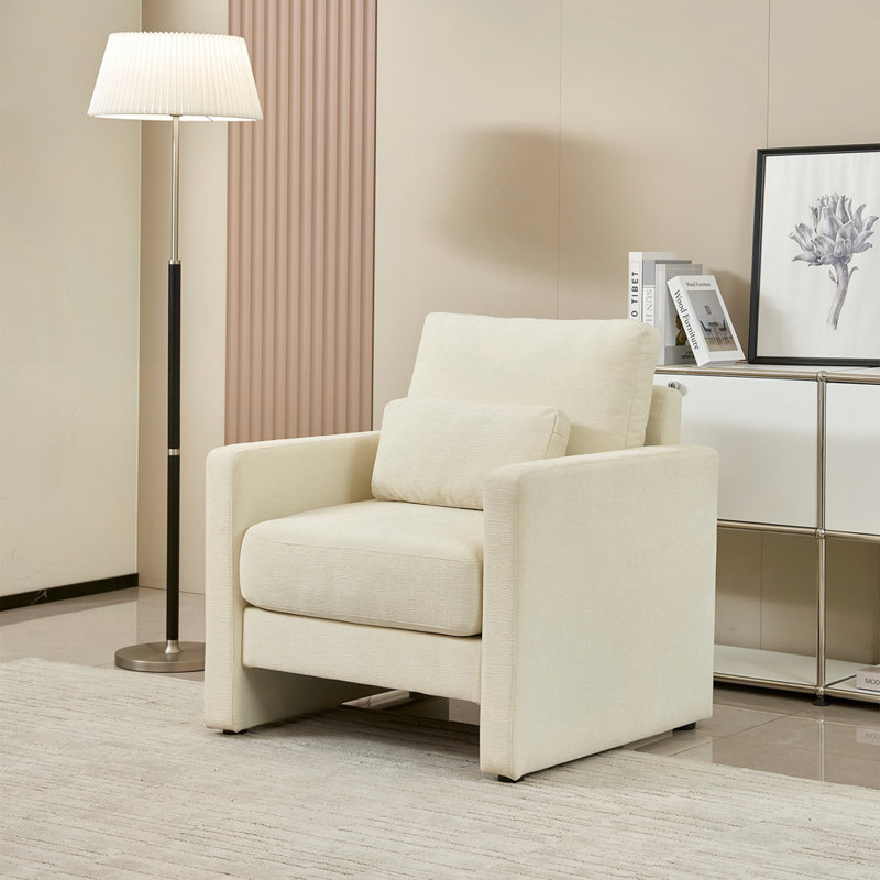 Fauteuil en chenille de 31,49 po de largeur, Tissu beige