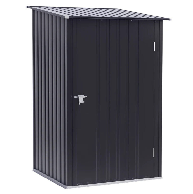Remise de rangement extérieure compacte en métal, remise de jardin verrouillable sécurisée, petite remise en métal durable pour le jardin et le rangement extérieur, gris foncé