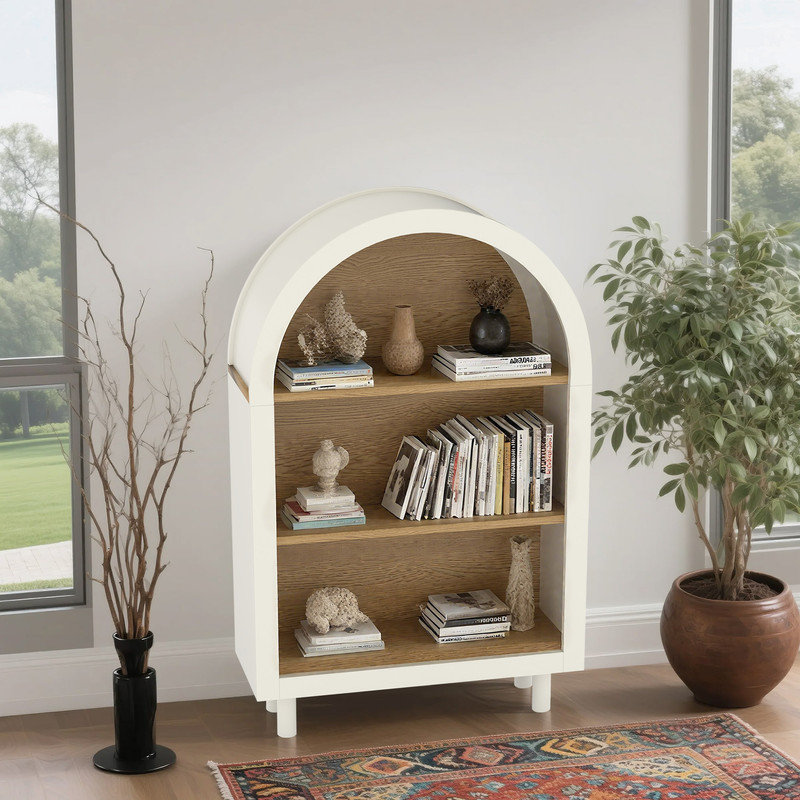 Bibliothèque décorative moderne avec tablettes ouvertes