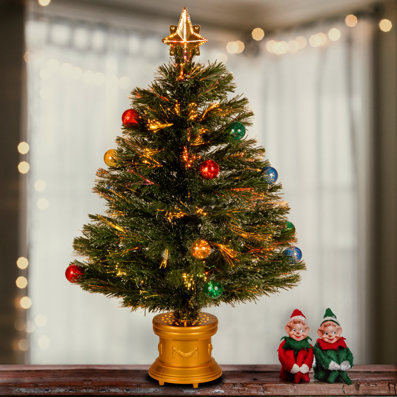 Fiber Optic Fireworks Tree with Ball Ornaments, 2.6' H
