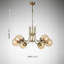 Lustre Mid-Century 5 lumières avec abat-jour en verre ambré