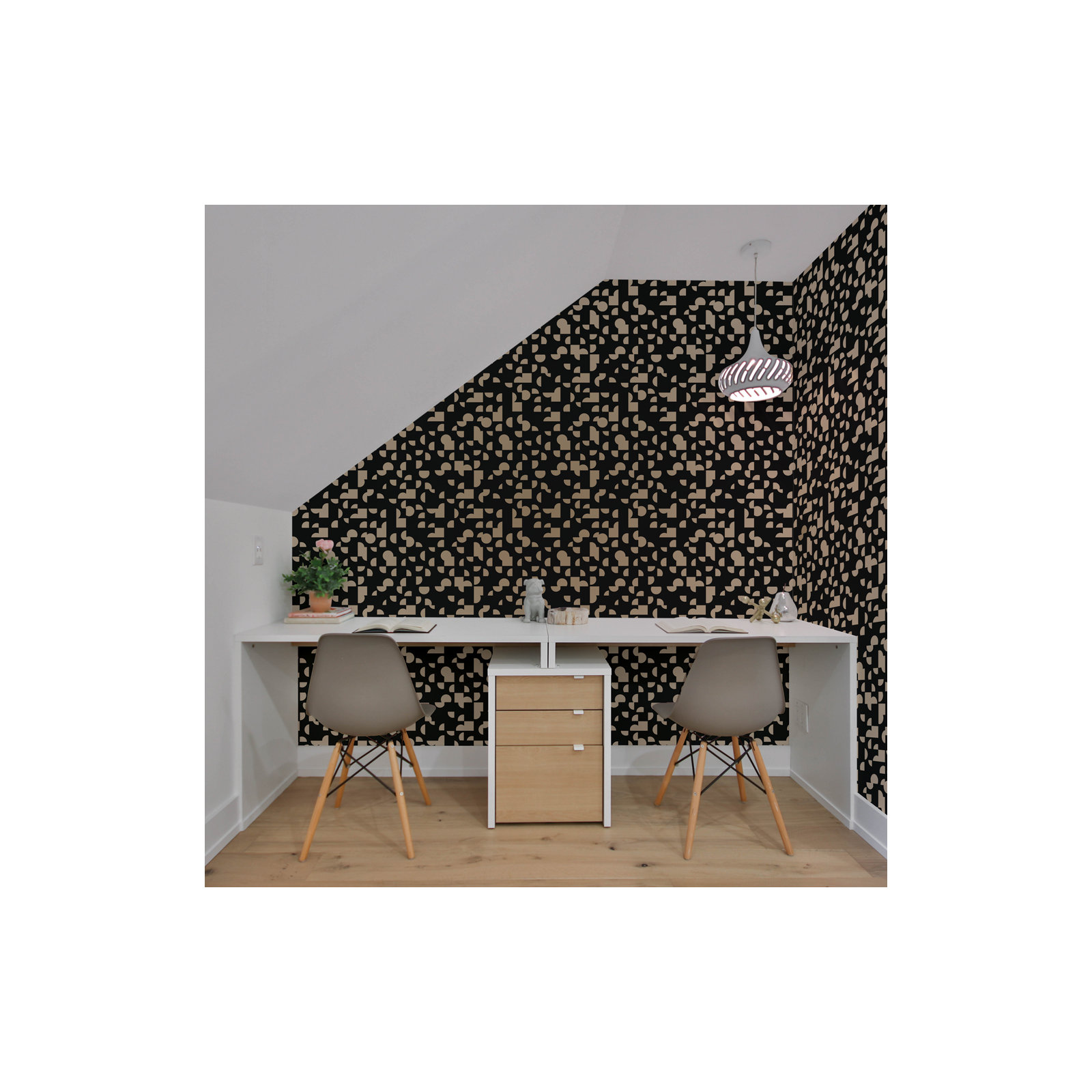 Mod Geo Peel and Stick Wallpaper, Black