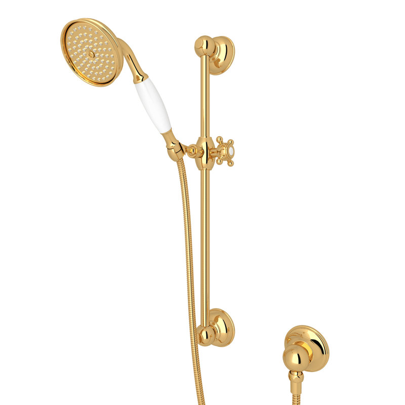 Spa Handshower Set With 22" Slide Bar and Single Function Handshower, Italian Brass