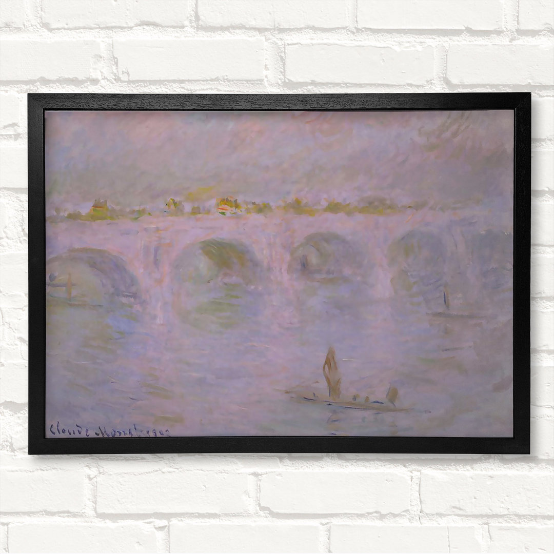 Waterloo Bridge in London von Claude Monet - Geschlossener Eckrahmen Kunstdrucke auf Holz