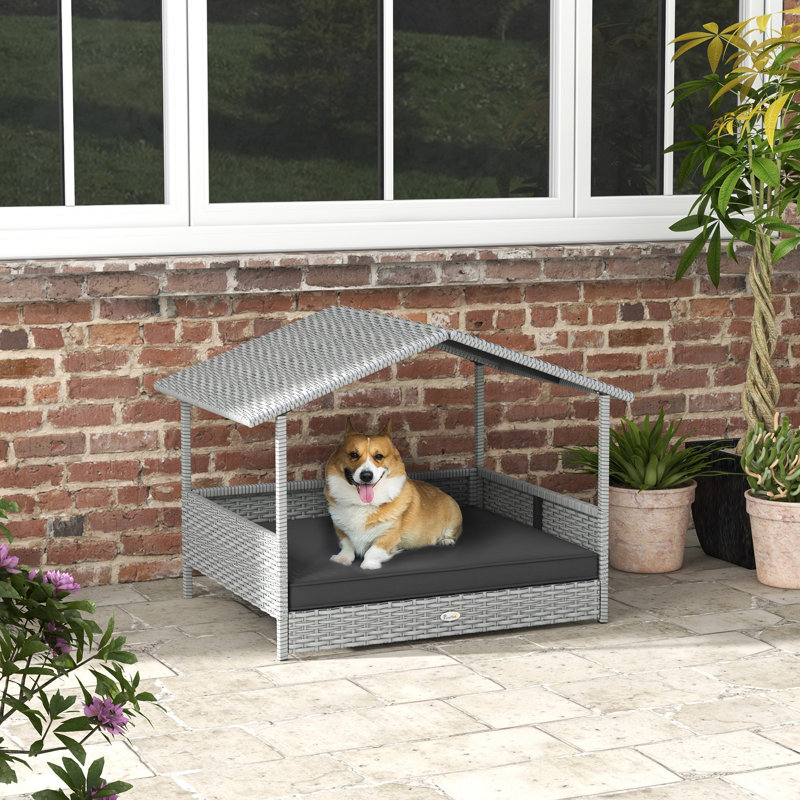 Niche pour chien en osier Pawhut, Gris