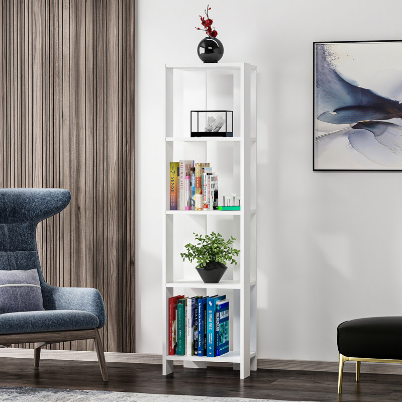 Baugus 160cm H x 43.4cm W Standard Bookcase, White