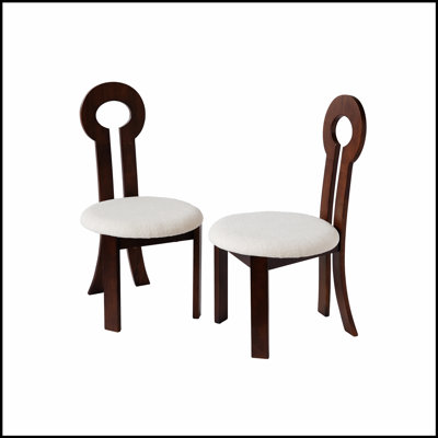 Vintage Rubber Solid Wood Dining Chair, Sheep Plush Cushion, Armless Design, Perfect for Small Home and Model Rooms, Natural (Set of 2)