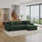 3 - Piece Upholstered Green Chenille Modular Sectional Sofa with Armrests & Throw Pillows-1332424588-1332424625