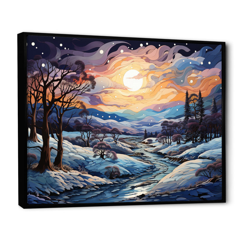 «Beautiful Country Charm In Winter III», reproduction sur toile, Cadre flottant noir, 24" H x 32" W