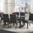Deiondre Glass Top Solid Wood Base Dining Table