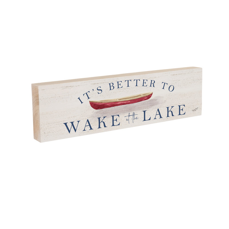 Enseigne de manteau Lake Living Wake at the Lake 18 x 5 po