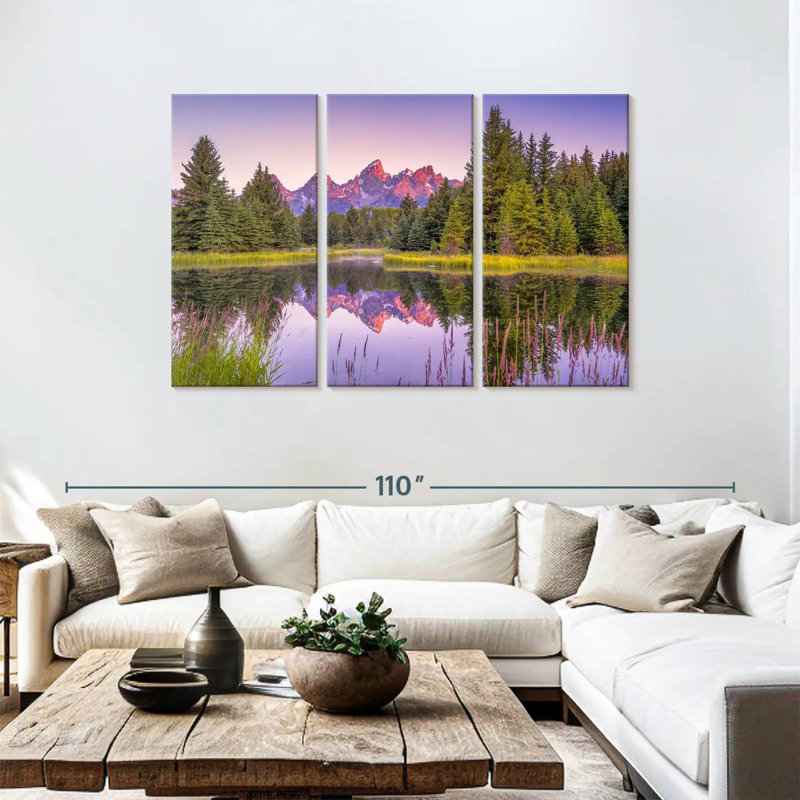 Alvord Grand Tetons River Reflection, H 48 po x l 74 po