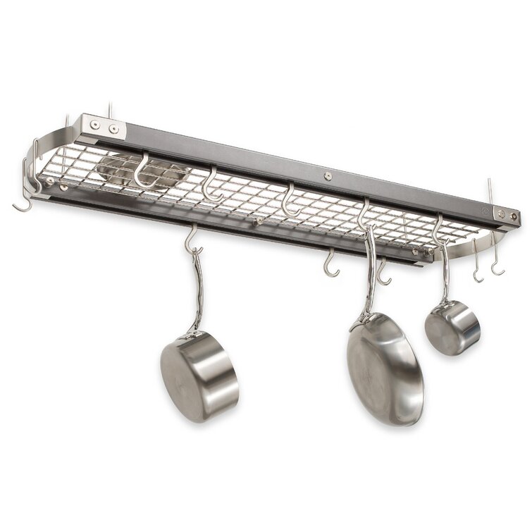 Carnival Rectangle Ceiling Pot Rack in Hammered Steel