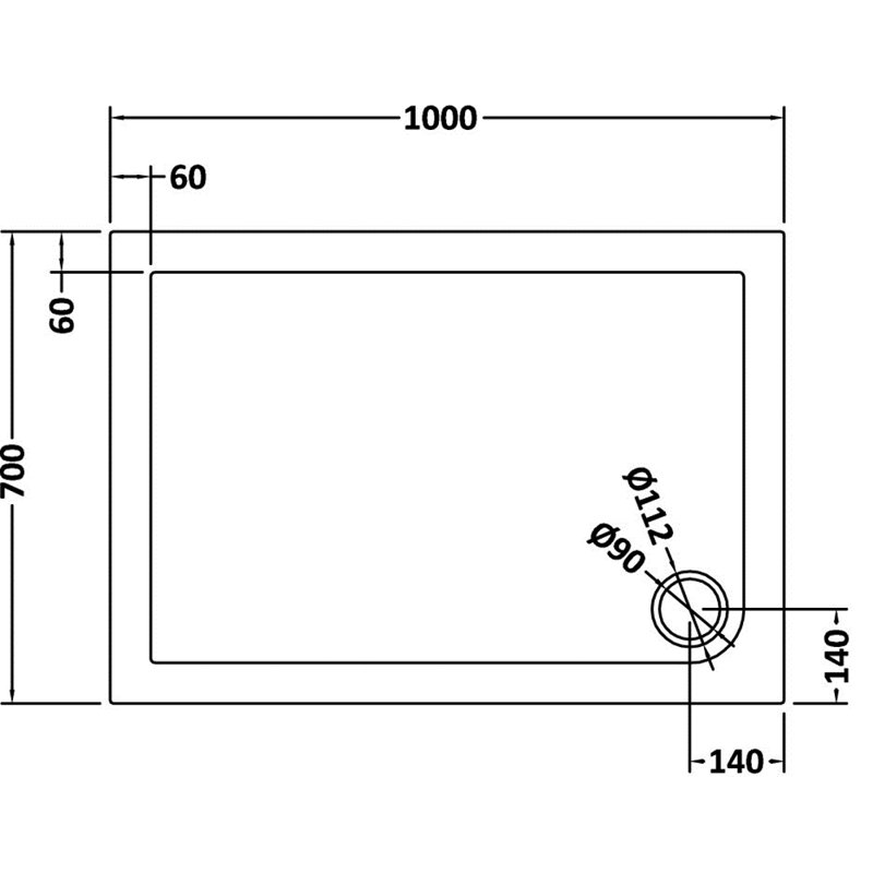 Standard Shower Tray - Slate Grey, 40mm H x 700mm W x 1000mm D, Corner