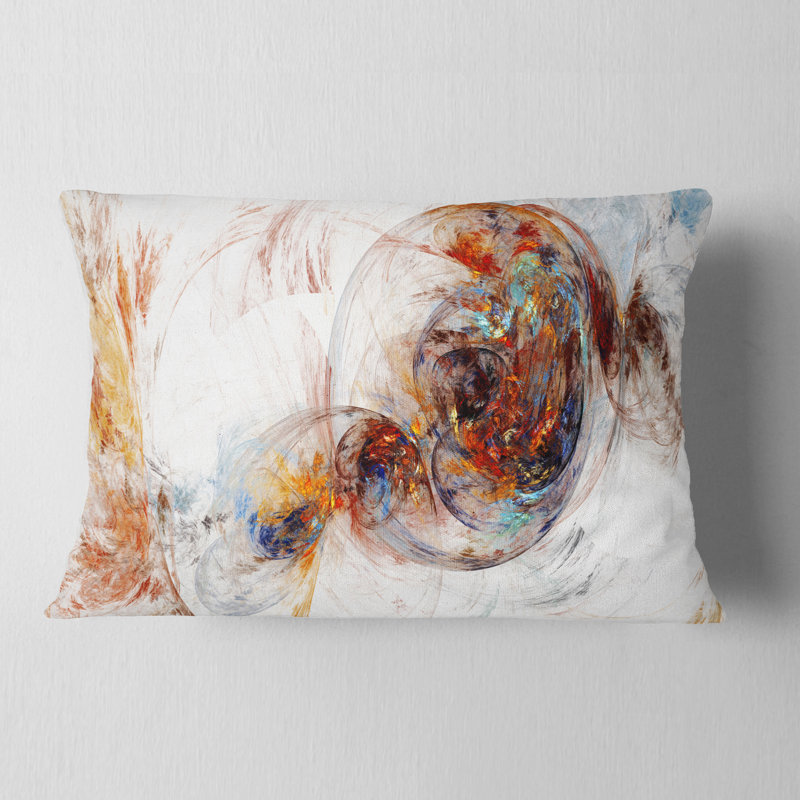 Coussin décoratif abstrait, motif de fumée bleue foncée - bleu fumé coloré, Orange/Blanc