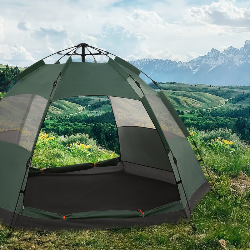 4-Person Waterproof Instant Camping Tent, Quick Setup Dome Tent with Double Layer Flysheet for Family Outdoor Adventures