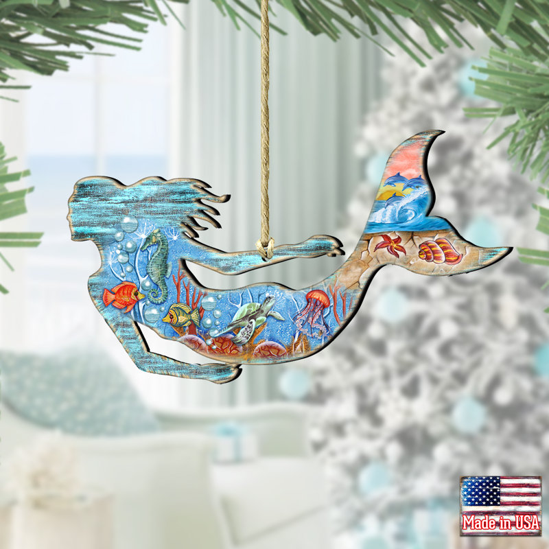 Ornement suspendu en bois Tidaholm Sea World Mermaid