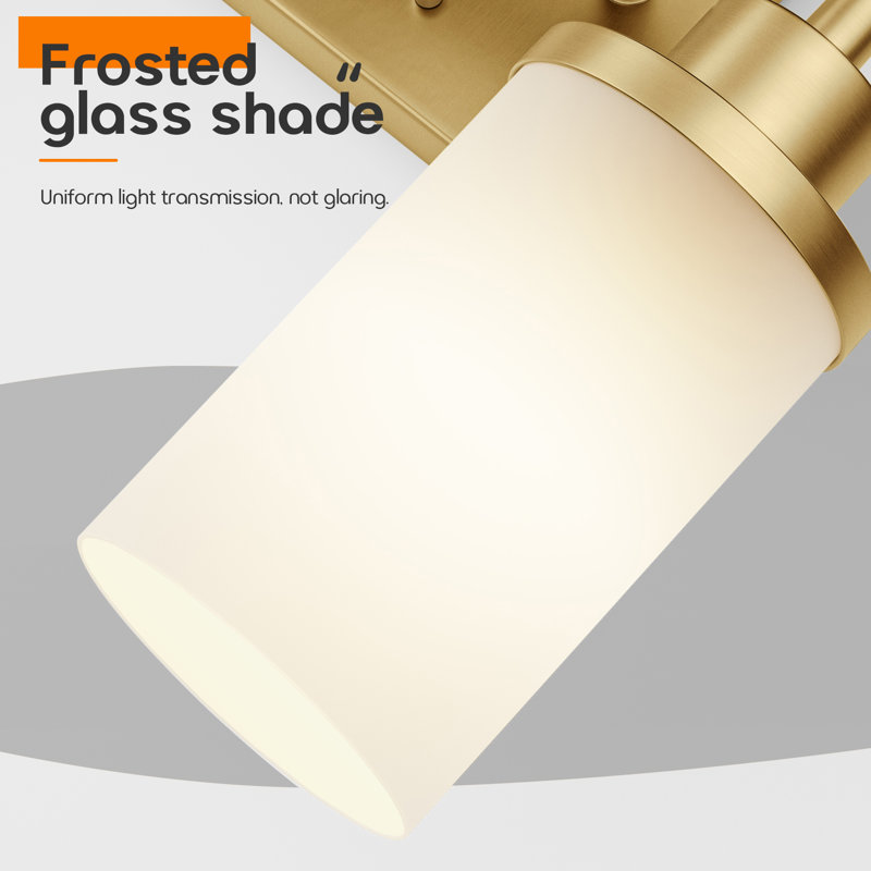 2-Light Bathroom Vanity Lighting, Brushed Gold