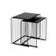 Metal Black Nesting Table For Living Room Furniture, Nest of Tables with Glass Top, End Table