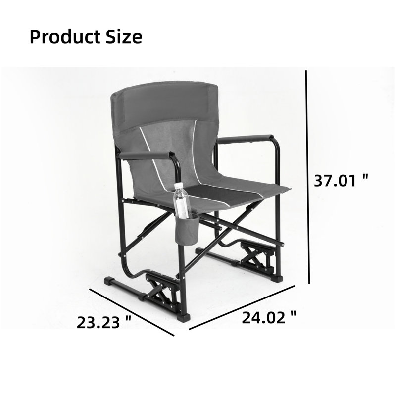 Chaise berçante pliante portative pour l'extérieur, Gris