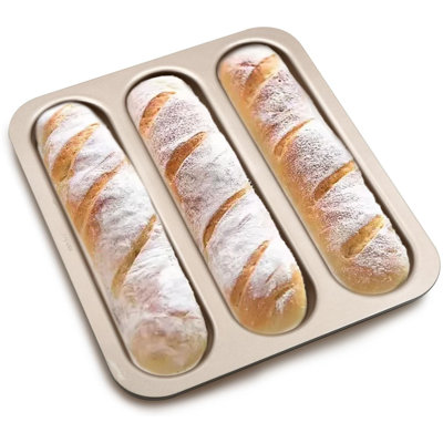 Durable Carbon Steel Baguette Baking Molds, Nonstick French Bread Pan