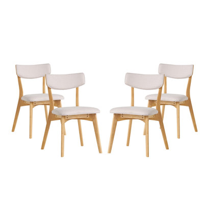 Putnam Upholstered Dining Chairs with Curved Back & Rubberwood Legs 