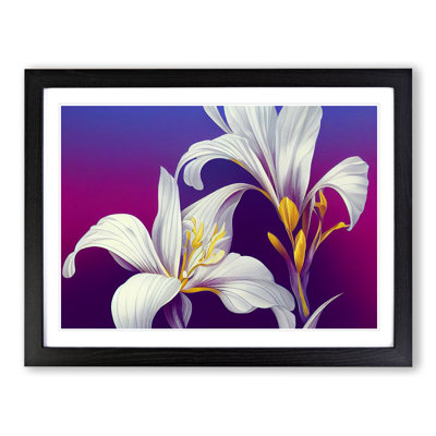 Glowing Iris Flowers 1 Piece Single Picture Frame Wall Art