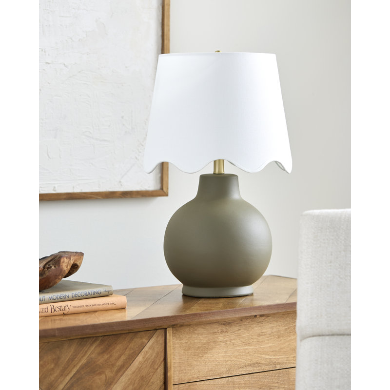Ganza Table Lamp, Dark Green, White