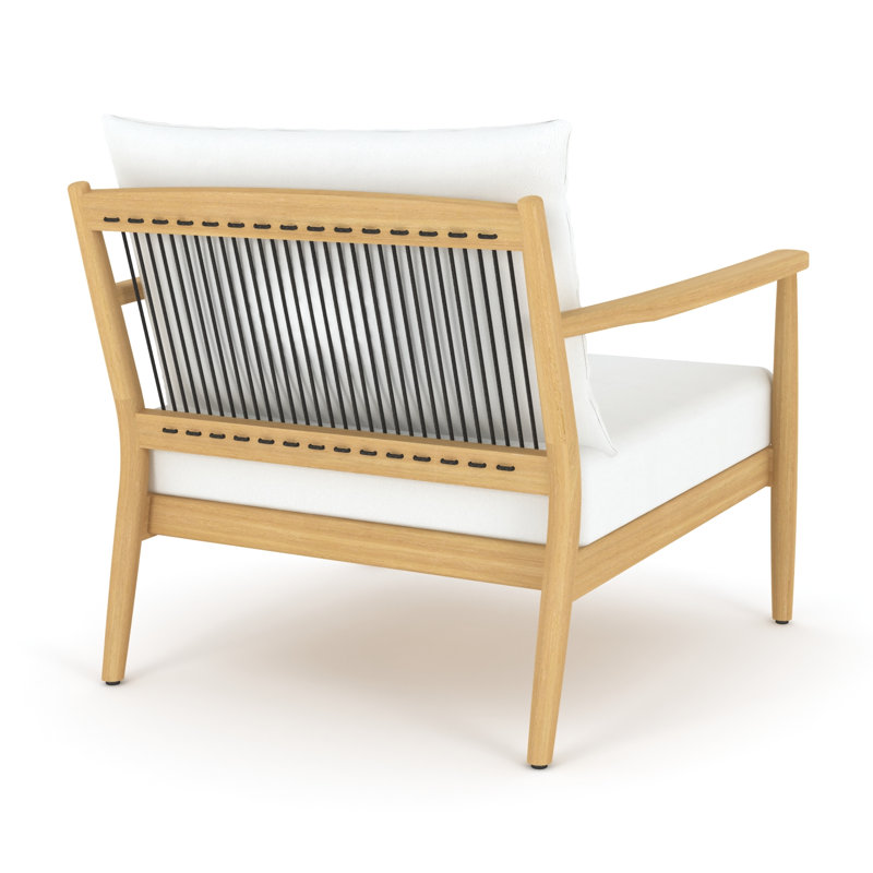 Juniper Teak Club Chair, White Cushion, White