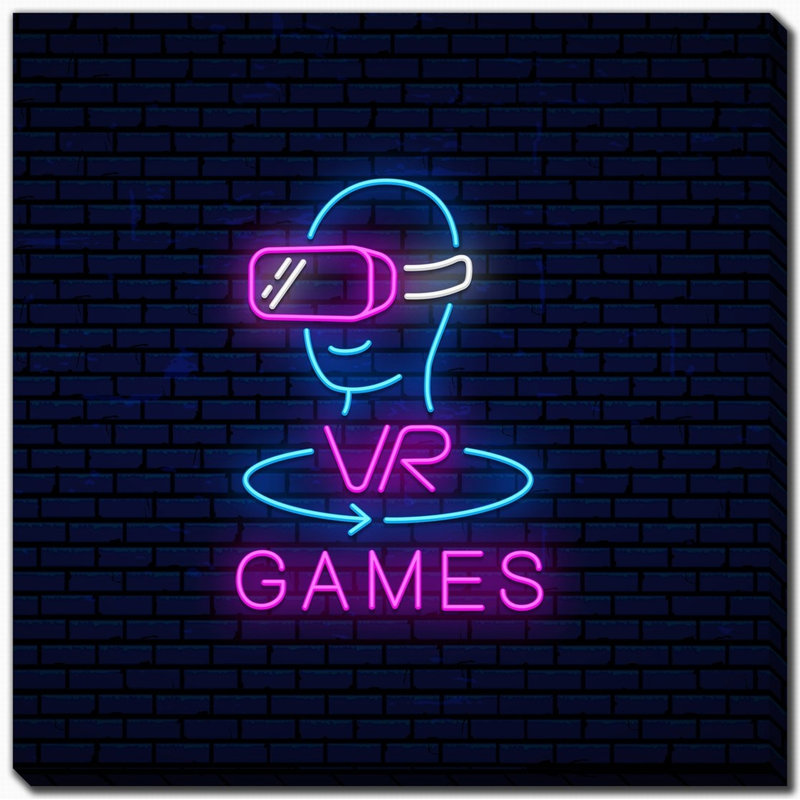 Neon Gaming 1, art mural sur toile, H 38 po x l 38 po