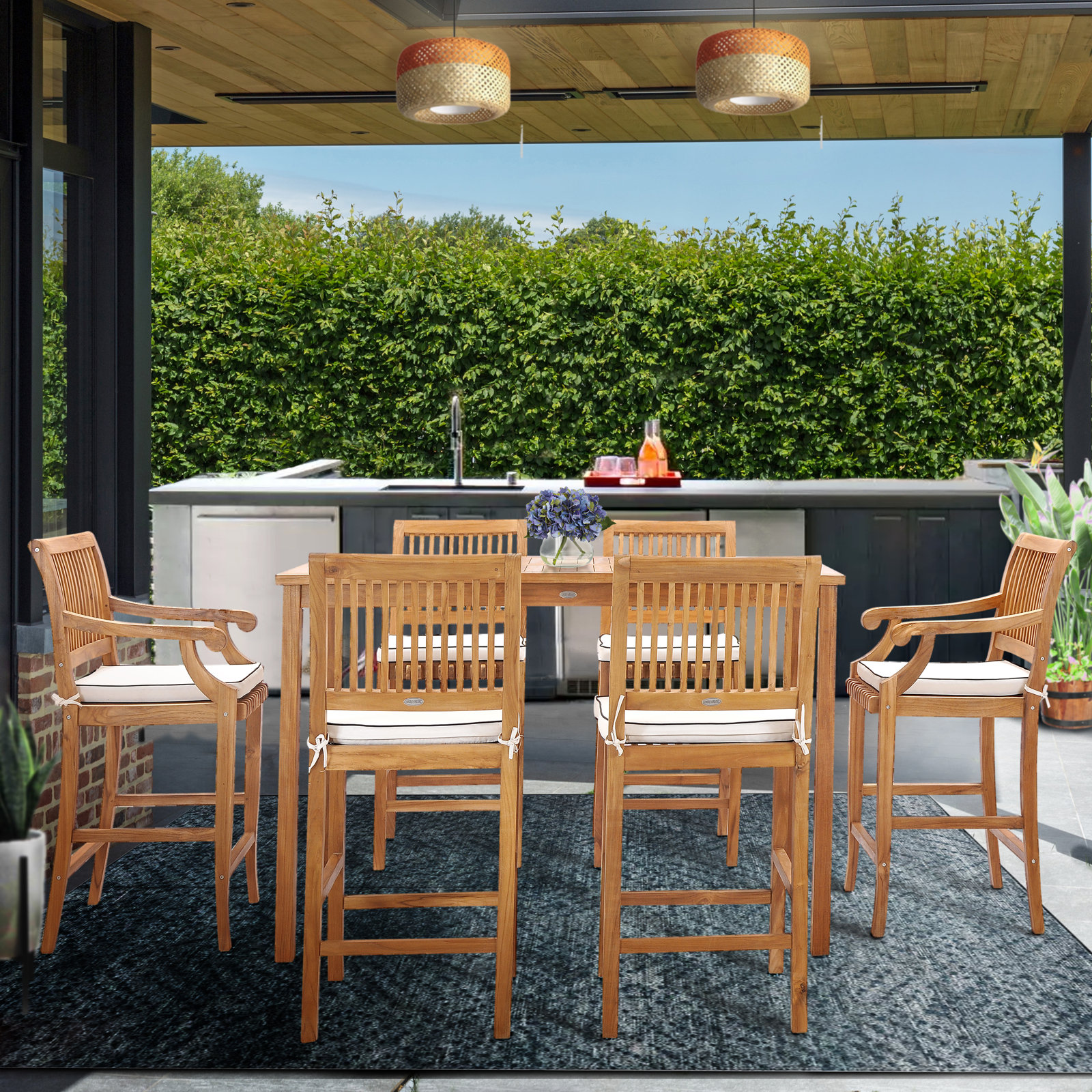 63" Teak Patio Bistro Set