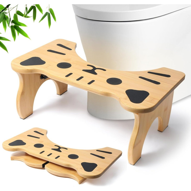 Tabouret de toilette en bambou pliable pour salle de bain, P 9,8 po x l 17 po x H 7 po
