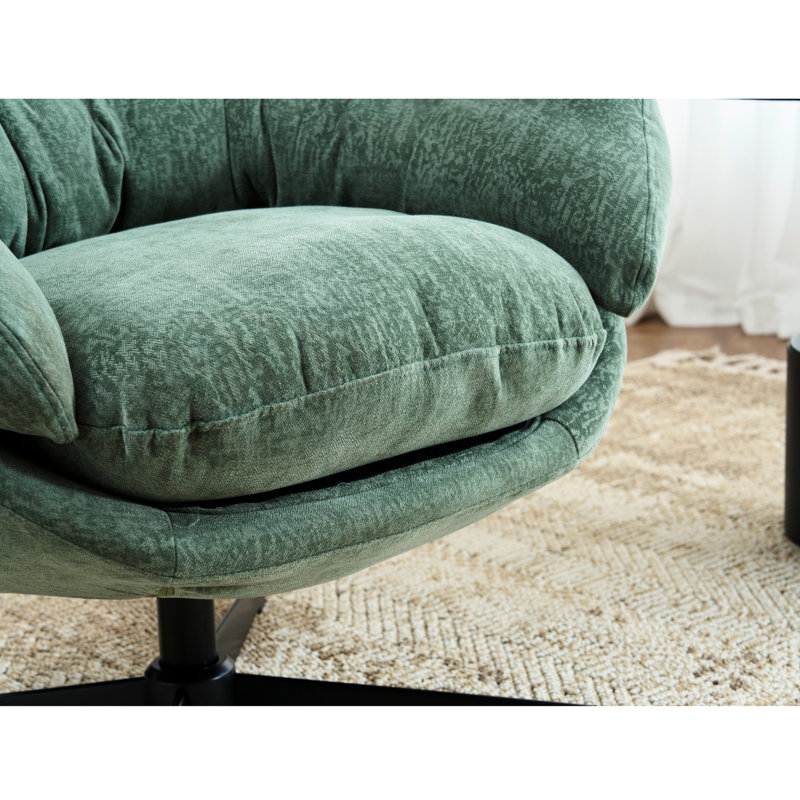 Fauteuil pivotant à 360 °, coussin amovible, base en métal solide pour le confort de la chambre à coucher, Vert