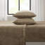Drap pour grand lit 4 pièces en taupe - 100% douillette et ajustée 2 taies d'oreiller pour matelas 16 po brossés des deux côtés Lavable à la machine ultra doux