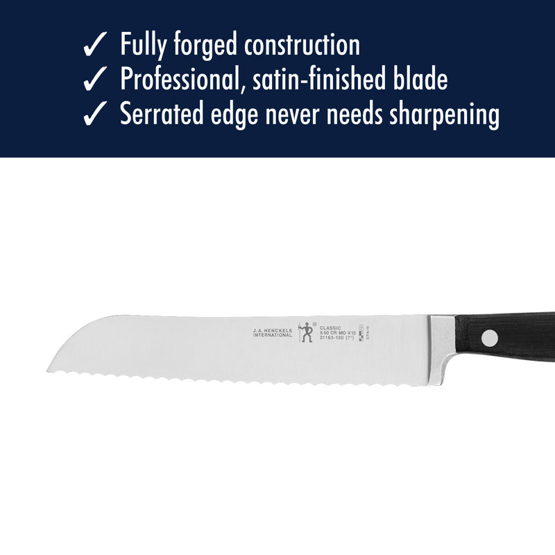 Henckels Classic 7-inch Black Stainless Steel Bread Knife
