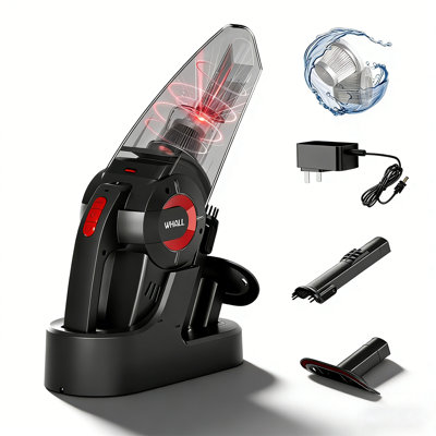 Aspirateur portatif sans fil WHALL, aspirateur portatif d'eau et de poussière de 9 kPa avec lumière DEL, poste de charge et filtre HEPA lavable pour le nettoyage de la maison et de la voiture