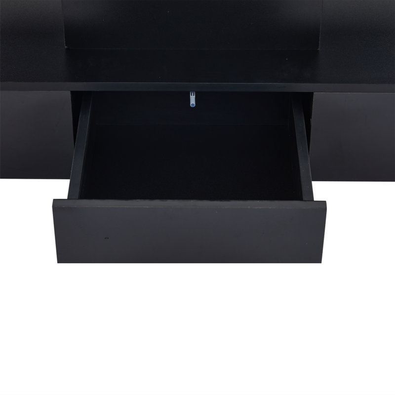 Pedestal Coffee Table with Storage, Black