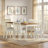 Deral Farmhouse Rectangular Solid Wood Dining Table, Brown/White-129743215