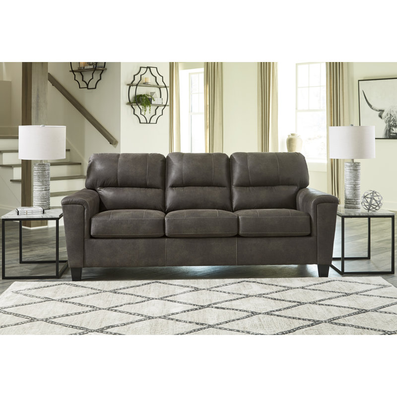 Inaayah 89" Square Arm Sofa, Inaayah Gray Faux Leather