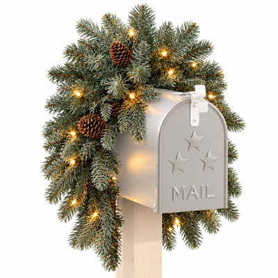 36" Frosted Pre-Lit Christmas Swag