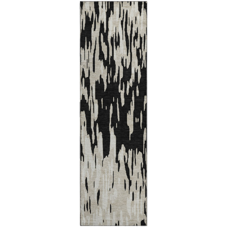 Premium Machine Washable Prisco Black Rug