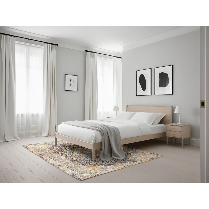 Tapis traditionnel beige / noir Gitschier, Rectangle 5 pi x 7 pi