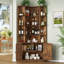 Bibliothèque de coin avec portes, bibliothèque de coin à 6 niveaux avec armoire de rangement-1017103385