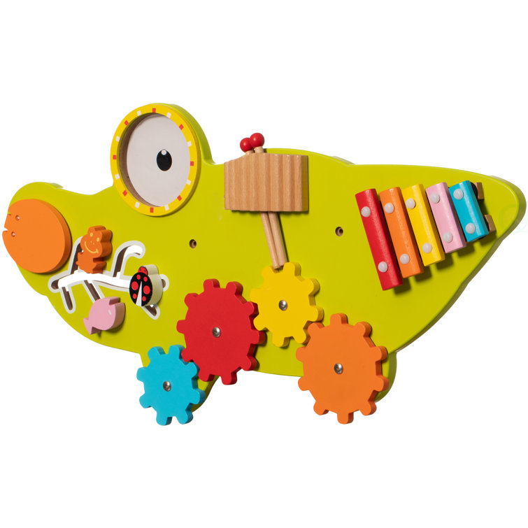 ShpilMaster Wooden Alligator Sensory Wall Mounted Learning Activity Center  For Playroom, Nursery, Preschool, and Doctors' Office