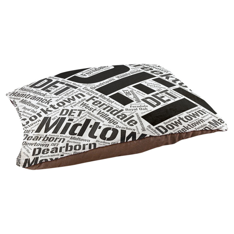 Coussin de chien « districts », Moyen (H 9,5 po x l 28 po x P 18 po), Noir, Détroit