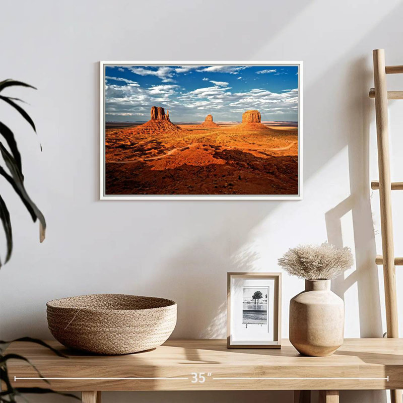 Monument Valley I, 19 po x 13 po, Cadre flottant blanc