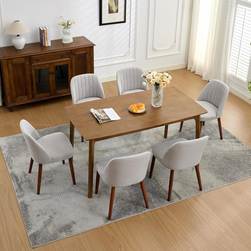 Upholstered Dining Chair, Gray, 6, Gray