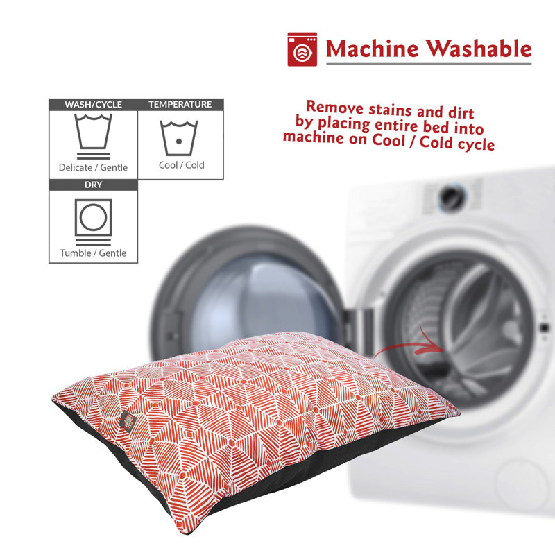 Coussin Charlie, Moyen (l 35 po x P 28 po x H 4 po), Rose / orange